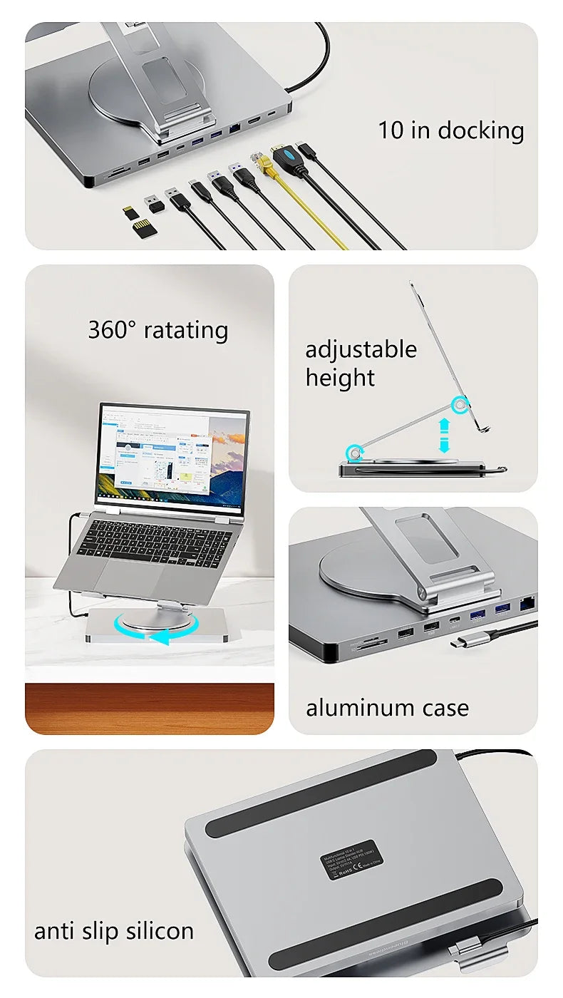 360° Laptop Stand with USB Hub