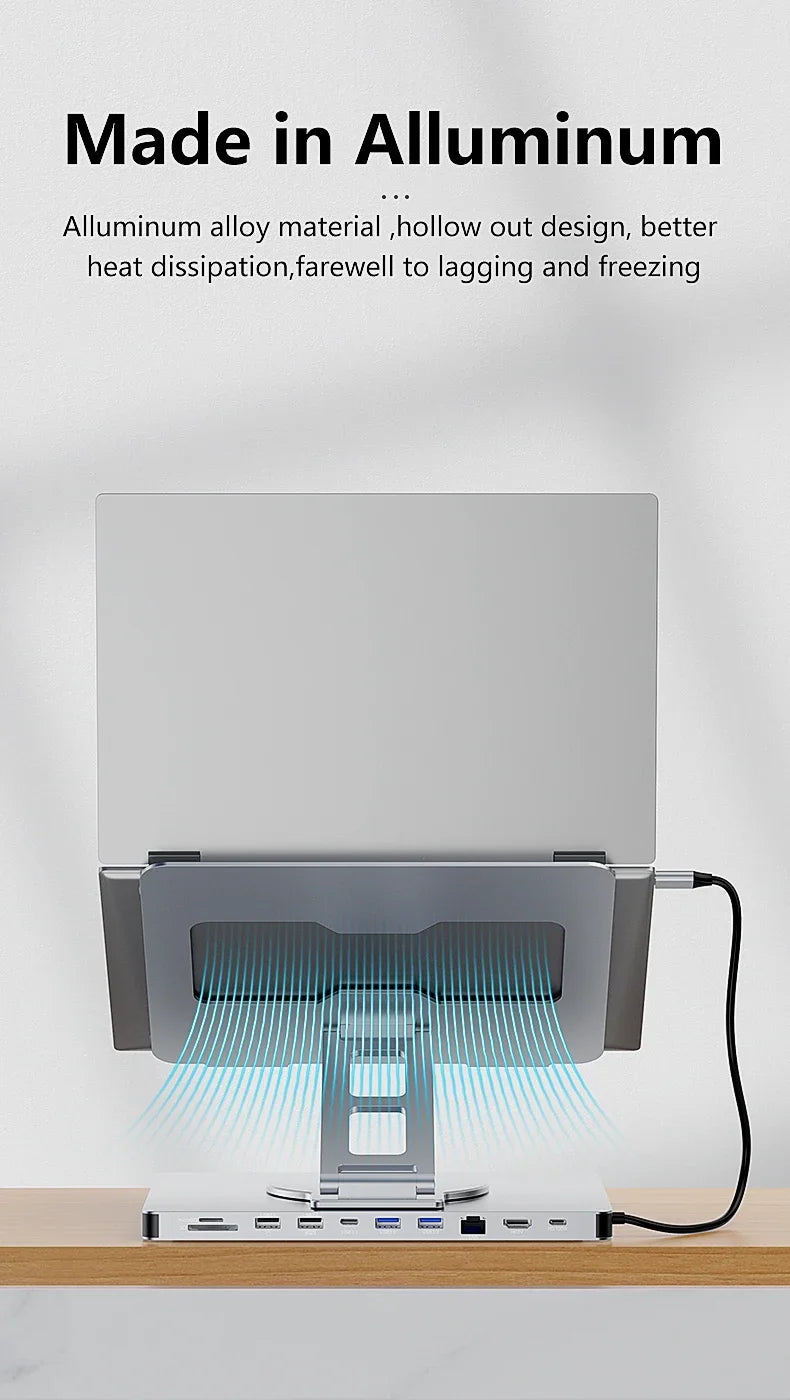 360° Laptop Stand with USB Hub