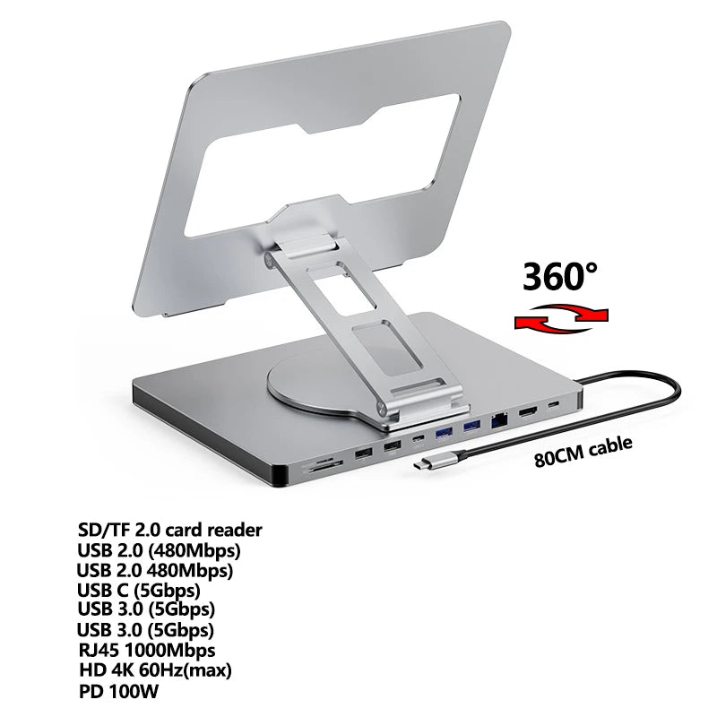 360° Laptop Stand with USB Hub